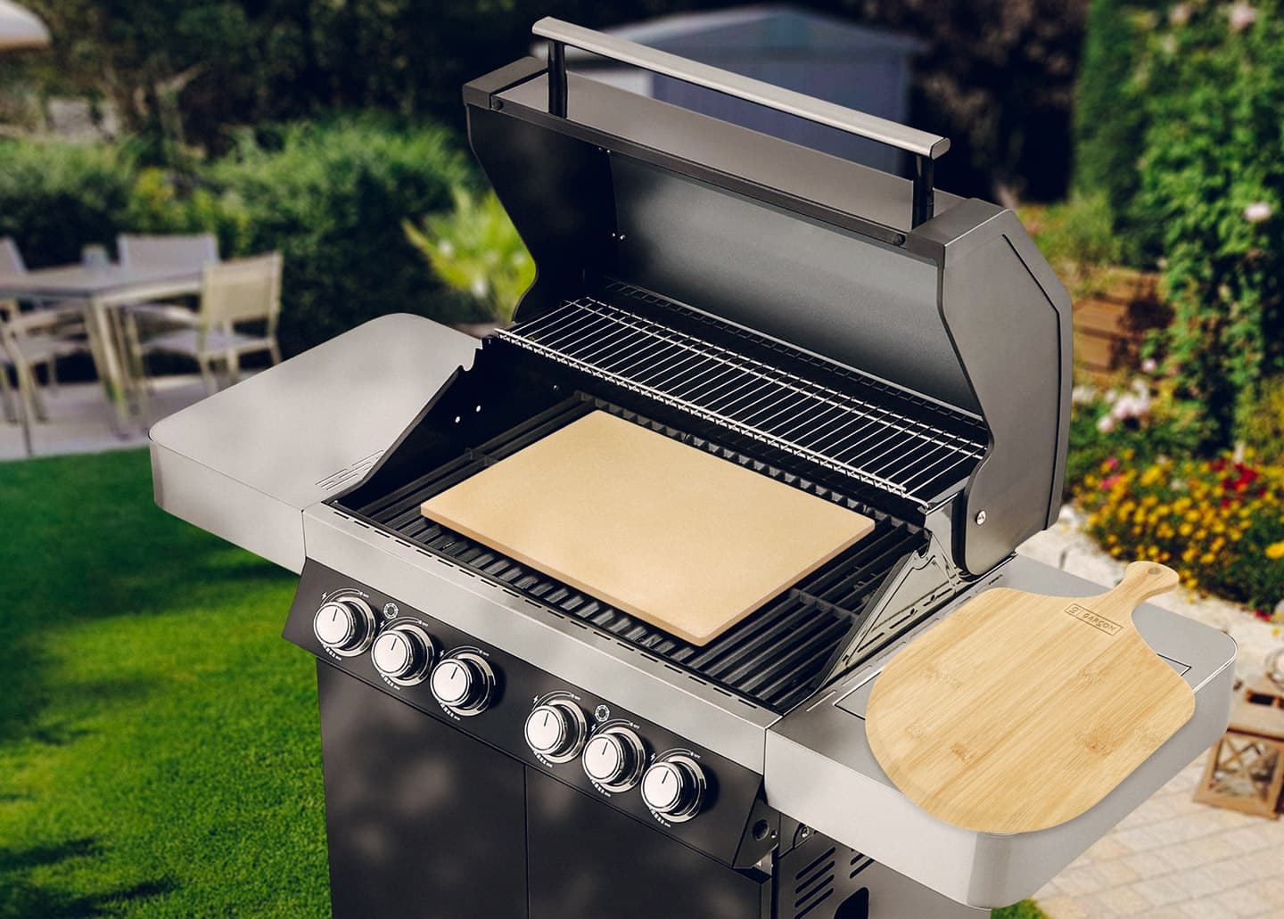 Benutzung des Pizzasteins auf dem Grill & Gasgrill
